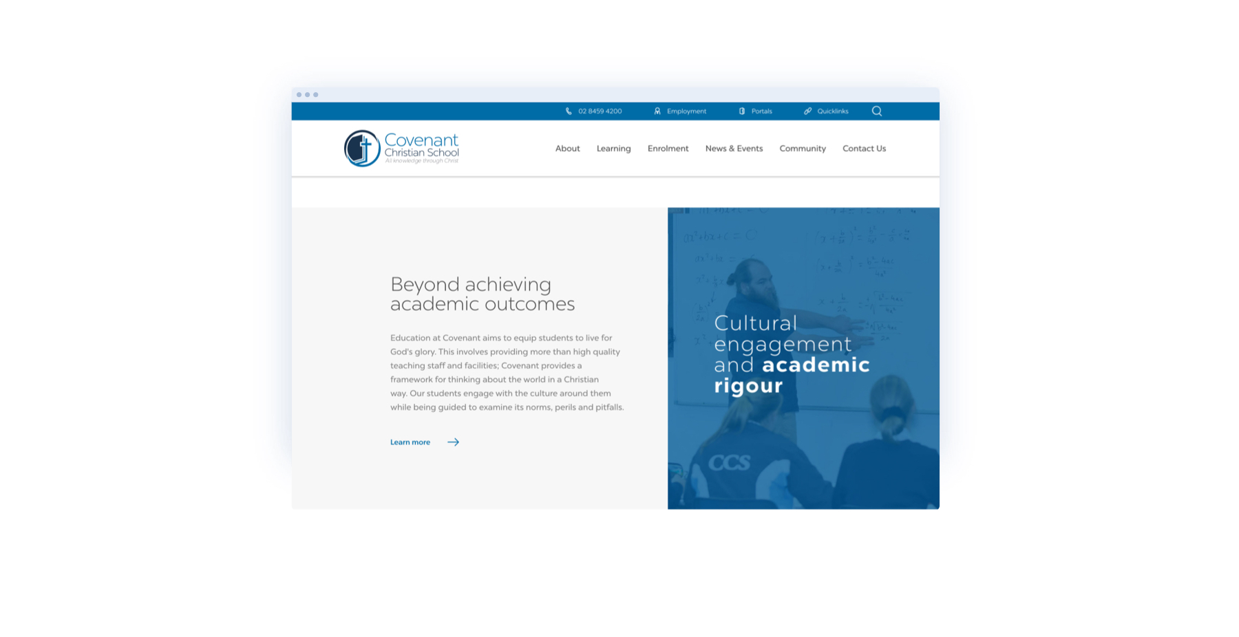 Image of Covenant Christian School website